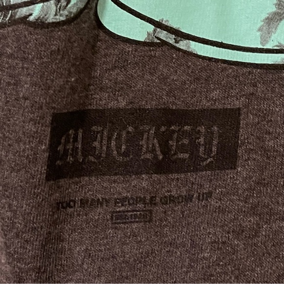 Neff x Disney Shurg Life Mickey Charcoal Gray Light Blue Floral Graphic Tee-XL - Picture 6 of 10